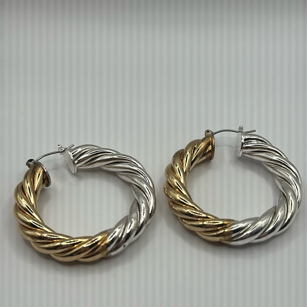 Gold and silver plated braided earrings